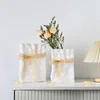 Simple White Vases Cream Style Imitation Paper Bag Pleated Ceramic Vase Hydroponic Vase Home Decoration Room Desktop Decoration 2
