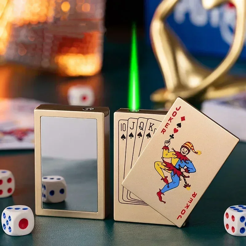 Creative Lighter Jet Torch Turbo Playing Cards Windproof Metal Funny Toys for Men Smoking Accessories kerosene lighter bbq lighter butane gas lighter cigarette lighter