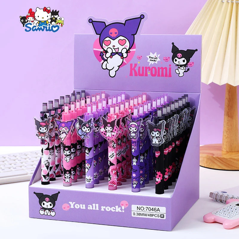 

48Pcs Kawaii Sanrio Kuromi Neutral Pen Anime Cute Student School Supplies Cartoon Stationery Exam Homework Toys Girls Gifts