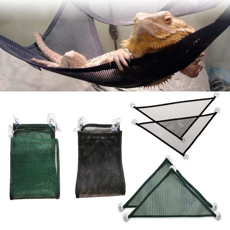 Reptile hammock 2Pcs Hanging Reptiles Bed with Suction Cup Reptiles Mesh Hammocks Habitat Ornaments for CHAMELEON Iguana