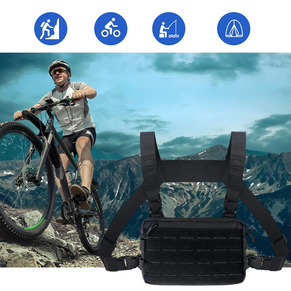 1000D Nylon Fishing Vest Chest Bag Running Hydration Pack Outdoor Waist Bag for Marathon Cycling Hiking Trail