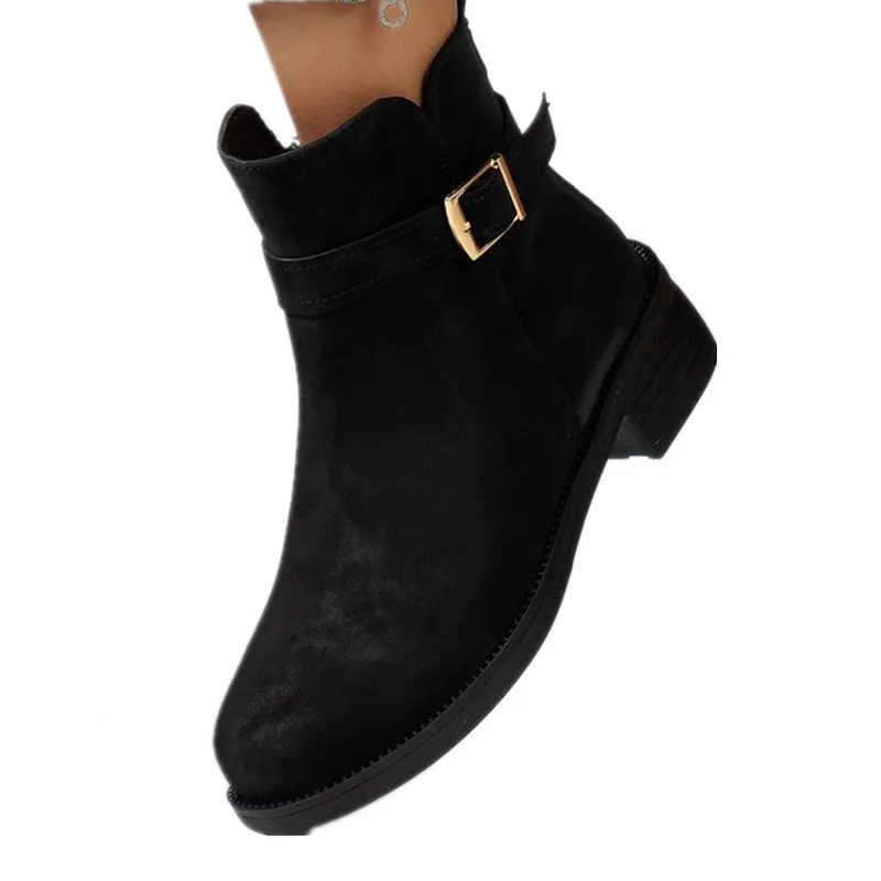 Fashion Suede Chunky Heeled Women's Ankle Boots 2024 New Pointed Toe Side Zipper Short Boots Woman Retro Booties Large Size 42