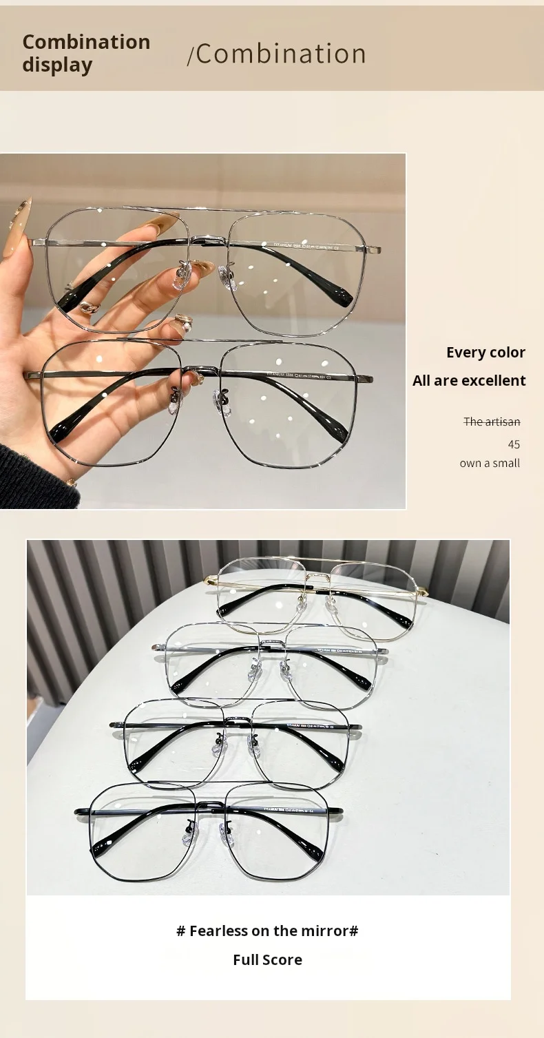 Neue Aviator Brille Rahmen Ultraleicht Mode männer Große Größe Titan Legierung Retro Optische Brillen Frauen 5588 – Detail 15