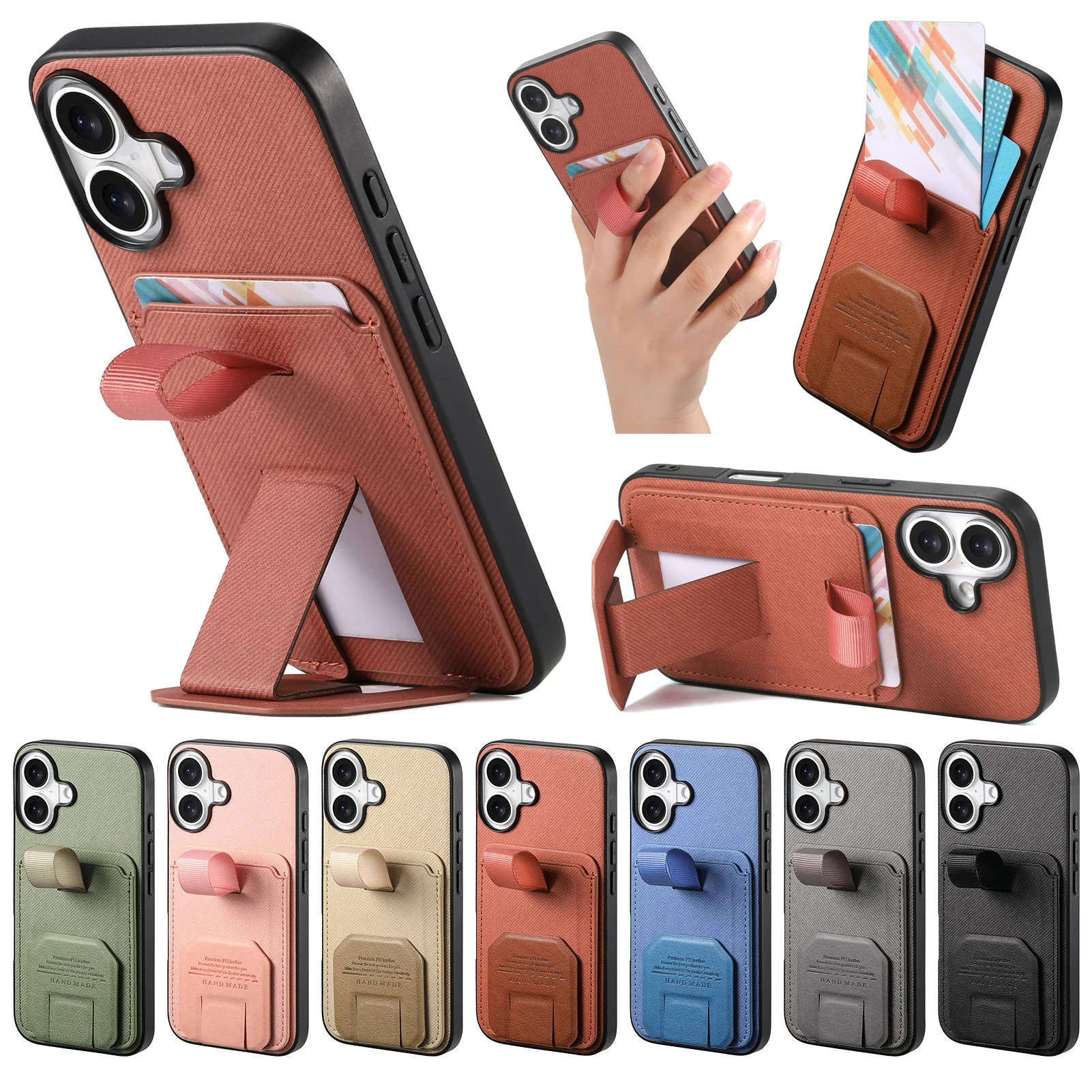 Non-Slip Grip Smartphone Case with Card Holder and Stand