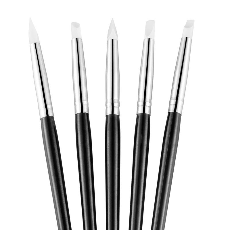Description Picture 3 of item5Pcs Silicone Nail Art Pen Brush Carving Emboss Hollow Pottery Sculpture Brush UV Gel Shaping Clay Dotting Polish DIY Tools Set