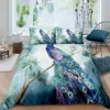 Peacock Duvet Cover Set King Size Floral Pattern Bedding Set Retro Peacock Feather Floral Theme Comforter Cover Luxury Quilt Set 3