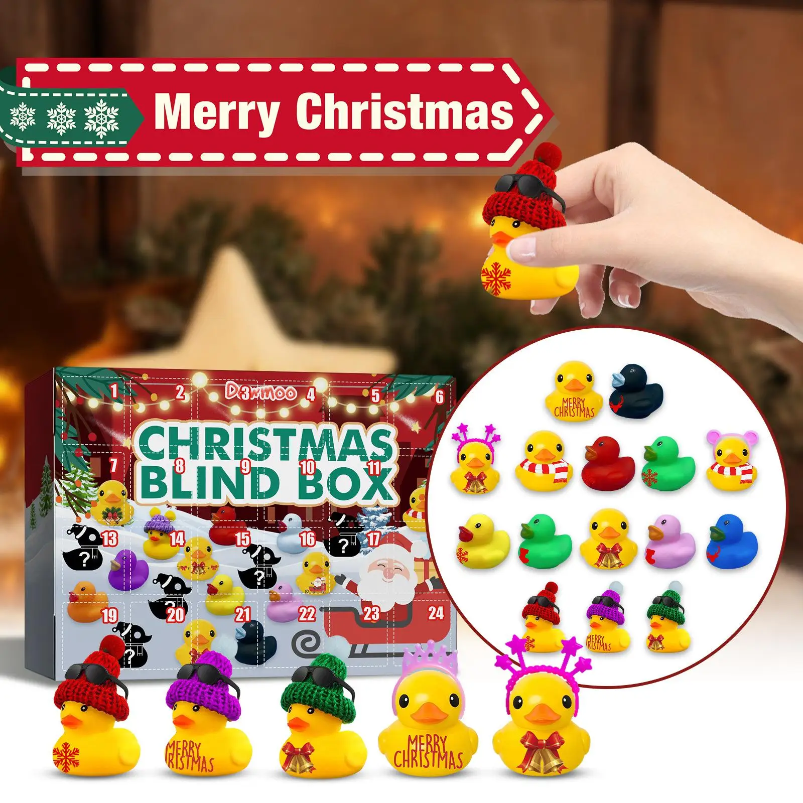 

Dowmoo Christmas Rubber Duck Advent Calendar 24-panel Christmas Spirit Rubber Duck Toy Calendar 2023 Kids ChildrenFestival Gift