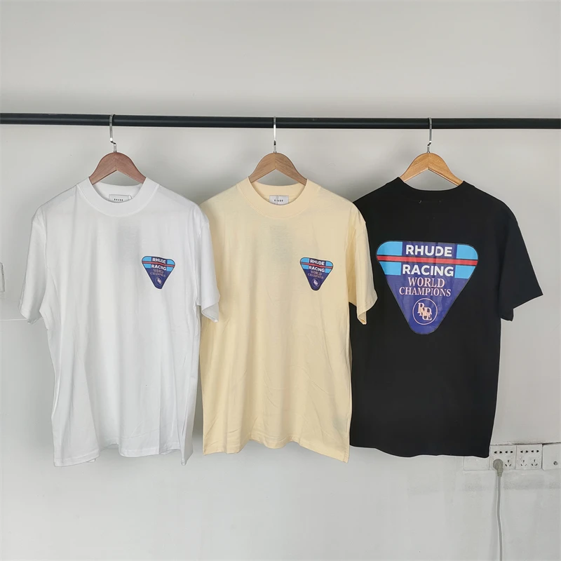 

Triangle Rhude Logo T-Shirt Men Women Vintage T Shirt Tops Tee y2k