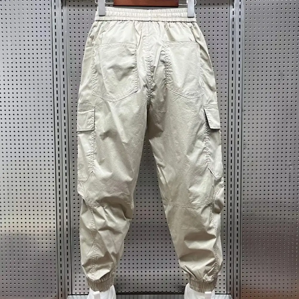 

Loose Pants Versatile Men's Cargo Pants Stylish Multi-pocketed Harem Trousers for Gym Outdoor Activities Casual Wear Drawstring