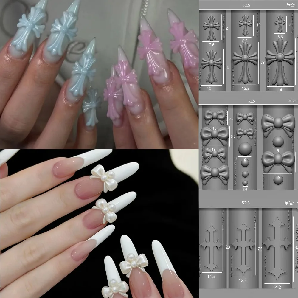 새로운 네일 아트 몰드 3D 실리콘 크로스 릴리프 조각 DIY 디자인 템플릿 스텐실 재사용 가능한 네일 부품 장식 매니큐어 도구