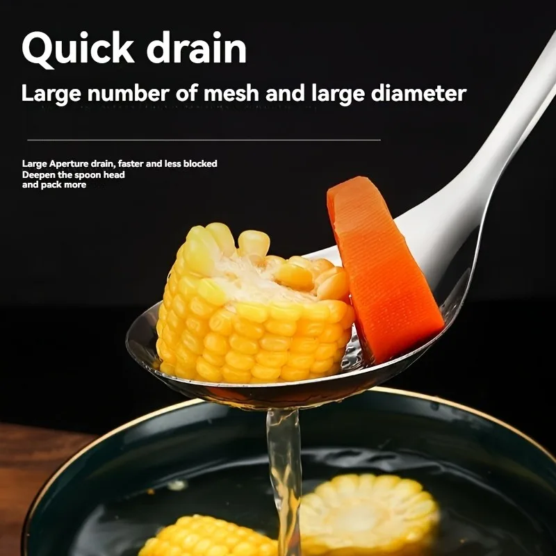 Stainless Steel Kitchen Strainer Spoon 1pc Stainless Steel Durable, Uncharged for Dumplings, Noodles & Hot Pot