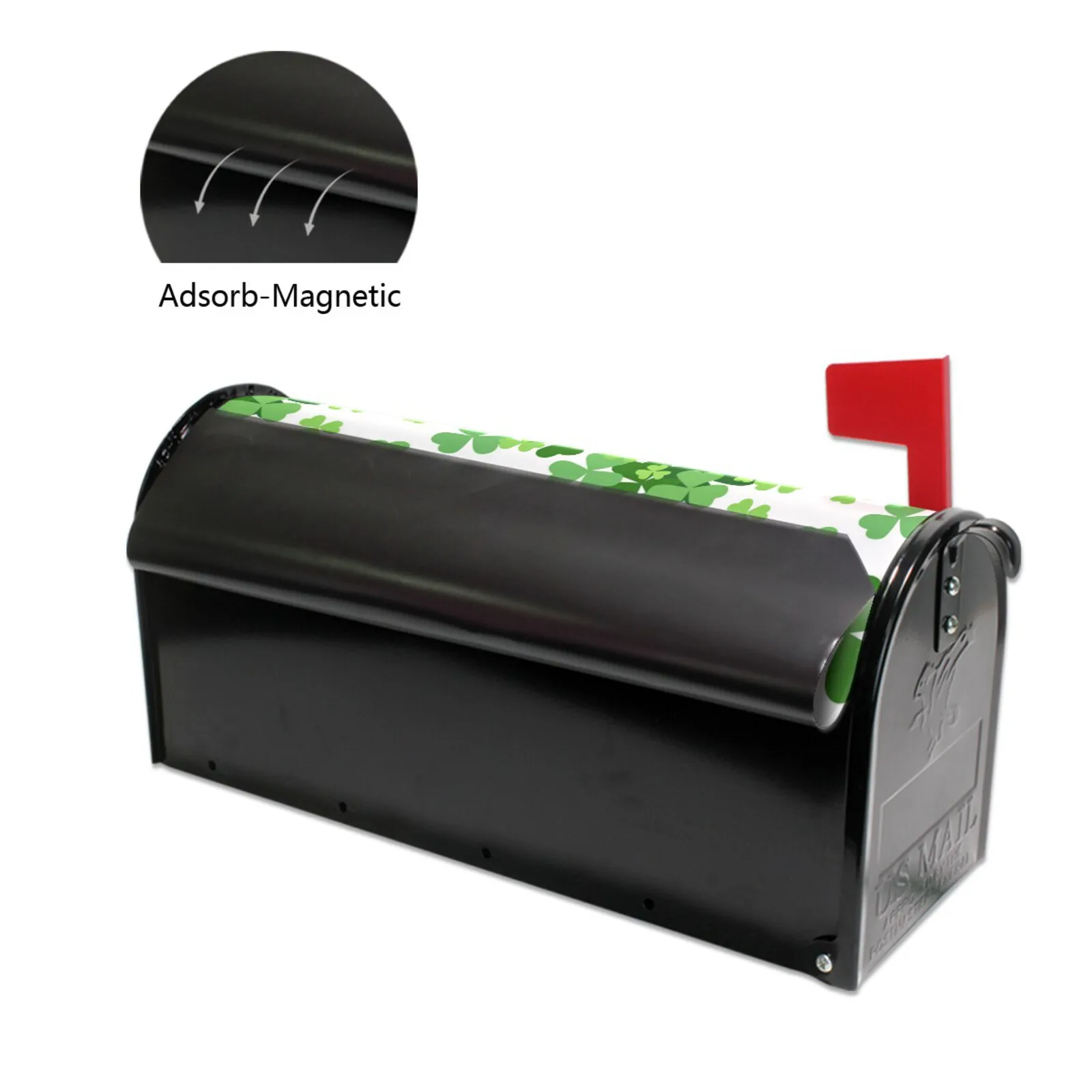 Green Shamrocks Waterproof PVC Magnetic Mailbox Cover Wrap Farmhouse Garden Decor Letter Post Box Cover Protect Standard Size