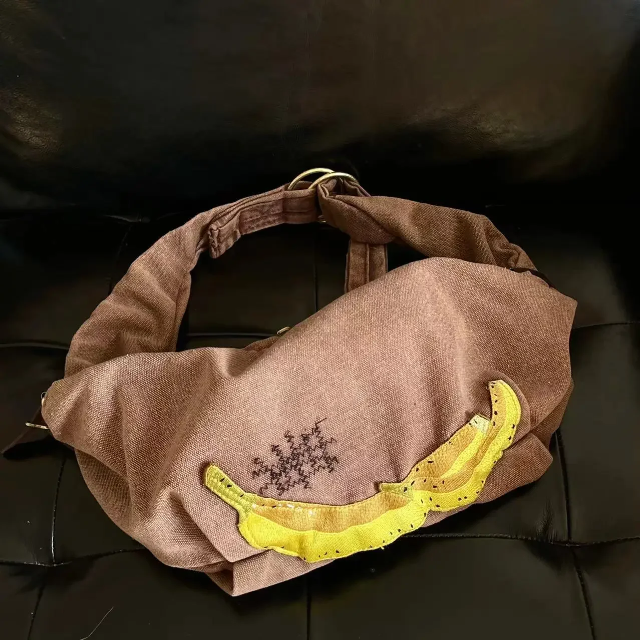 KAPITAL Hirata and Hiroshi Retro Vintage Banana Embroidery Trendy Canvas Large Couple Crossbody Shoulder Bag