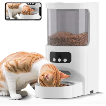 Automatic Cat Feeder with Camera,5G&2.4G WiFi Pet Feeder 1080P HD Pet Food Dispenser with Night Vision,Timed Smart 1