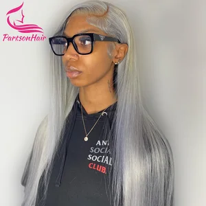 Grey 613 Colored 13x6 HD Transparent Lace Frontal Wigs Human Hair Wig  For Women Brazilian Remy Hair Glueless Full Lace Wigs