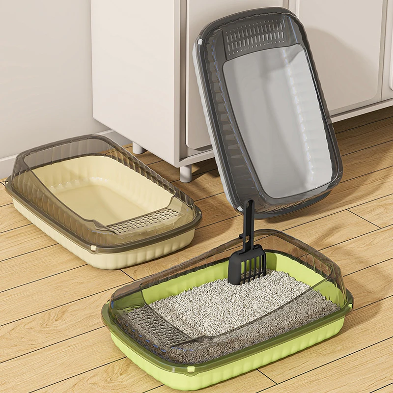 Three Piece Suit High Quality Plastic Litter Box Semi Enclosed Convenient For Cats To Enter And Exit Attached Cat Litter Scoop Three Piece Suit High Quality Plastic Litter Box Semi Enclosed Convenient For Cats To Enter And Exit Attached Cat Litter Scoop