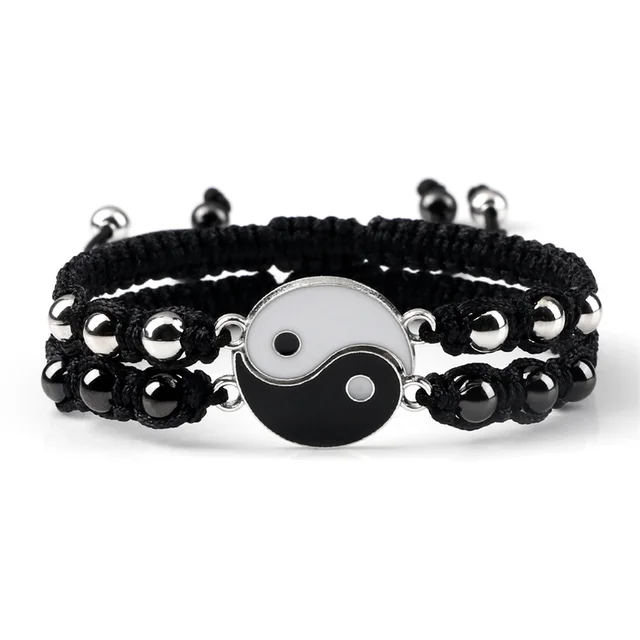 Bracelet tressé Dragon Tai Chi Gossip pour femmes et hommes, meilleurs amis, réglable, Yin Yang, bijoux de Couple à la mode, 2 pièces/ensemble