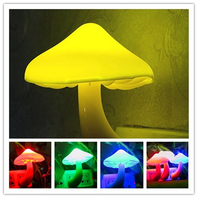 

RGB LED Mushroom Night Light Mini Cute Mushroom Night Lights Plug In Lamp 7Color For Kids Bedroom Night Light US Plug