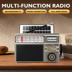 Vintage Multi - Mode Audio Radio with Wireless Connectivity and Solar Charging (Golden)