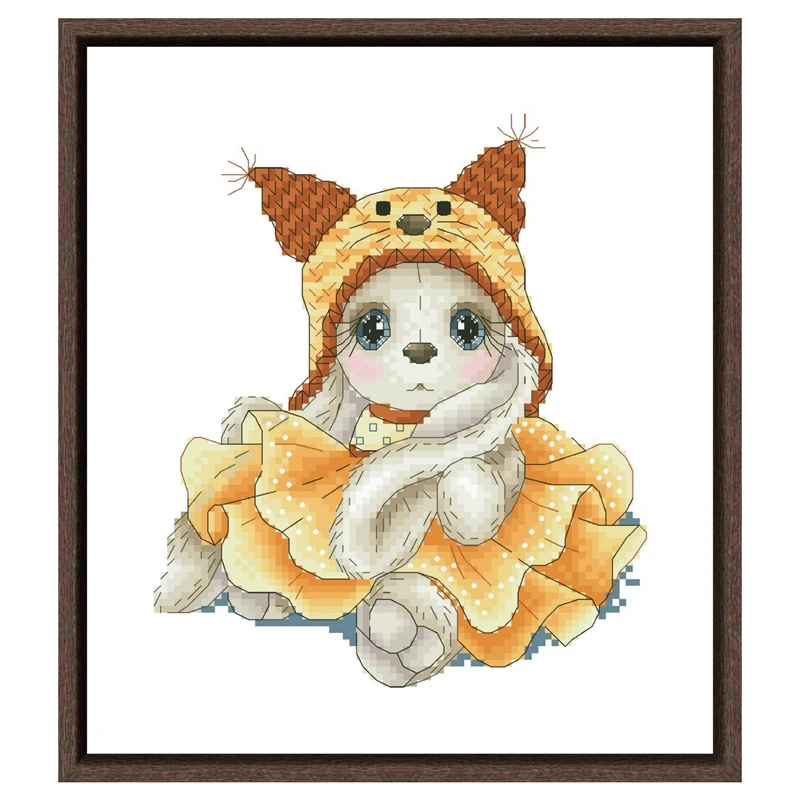 Cute girl unicorn hat cross stitch package cartoon animal 18ct 14ct 11ct cloth cotton silk embroidery DIY handmade needlework Cross Stitch Kit