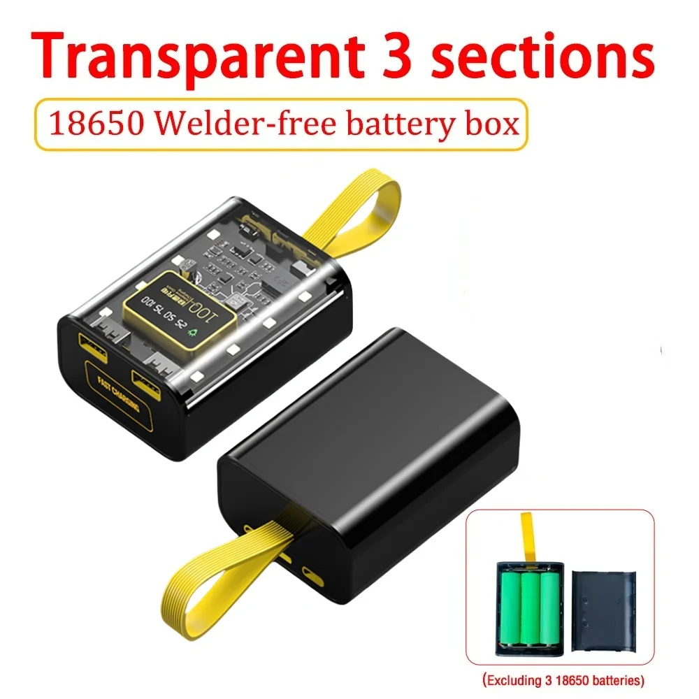 5V 2A Double USB Output Battery Charger Case DIY Power Bank Box Fast Charge 18650 Battery Charging Storage Box With Night Light