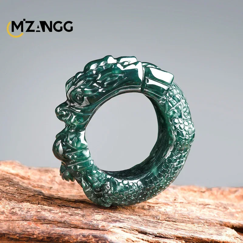 Bague Dragon En Jade Céladon – Or 14k Lavande – Taille 11.5 – Occasion