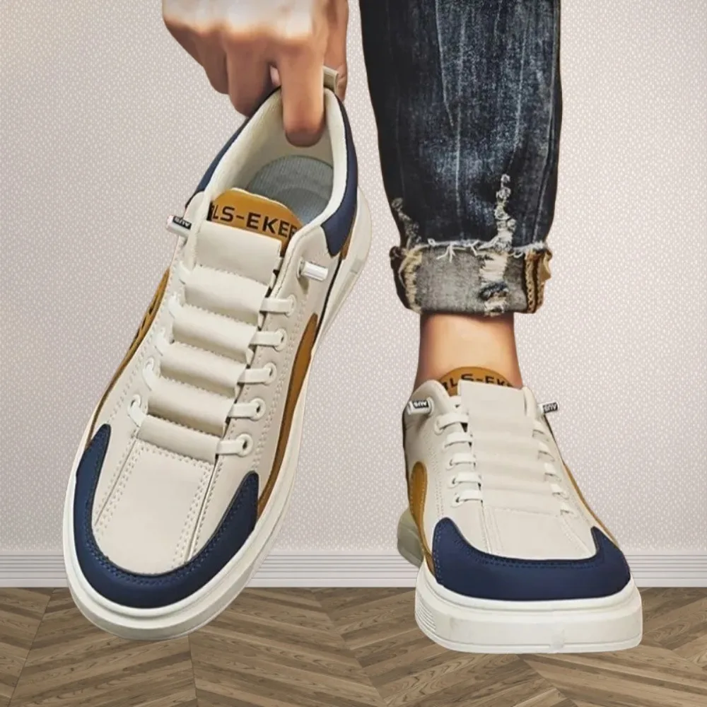 New Men's Shoes Leather Low Cut Fashion Trendy Running Sports Men's Casual Trendy Shoes - Image 3