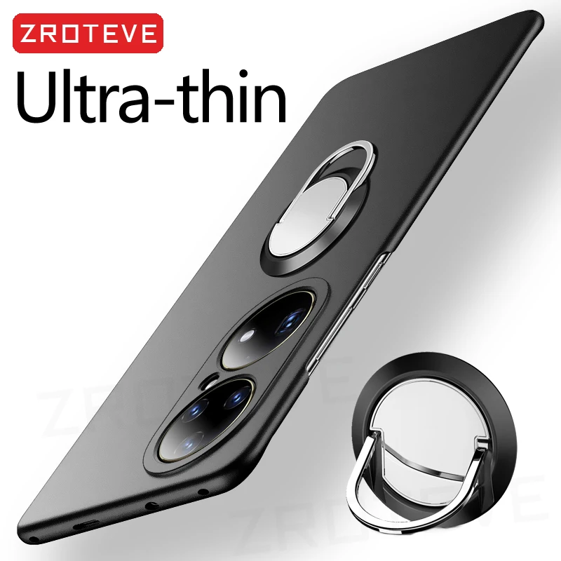 P50 Case ZROTEVE Metal Ring Holder Hard PC Frosted Cover For Huawei P50 P40 Pro Plus P30 Lite P30Pro P40Pro P40Lite P50Pro Cases