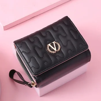 Borsa da donna Portafoglio corto Pochette da donna Borse per soldi Lettera V Patter Portamonete femminile Porta carte Porta documenti Portafogli con cerniera Borsa da polso
