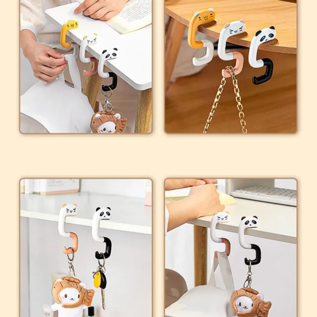 Crochet de sac de bureau à forte charge, antidérapant sur le côté du Table, pour sac d'école, crochet de suspension pour clés, crochets pliables pour animaux de dessin animé 5