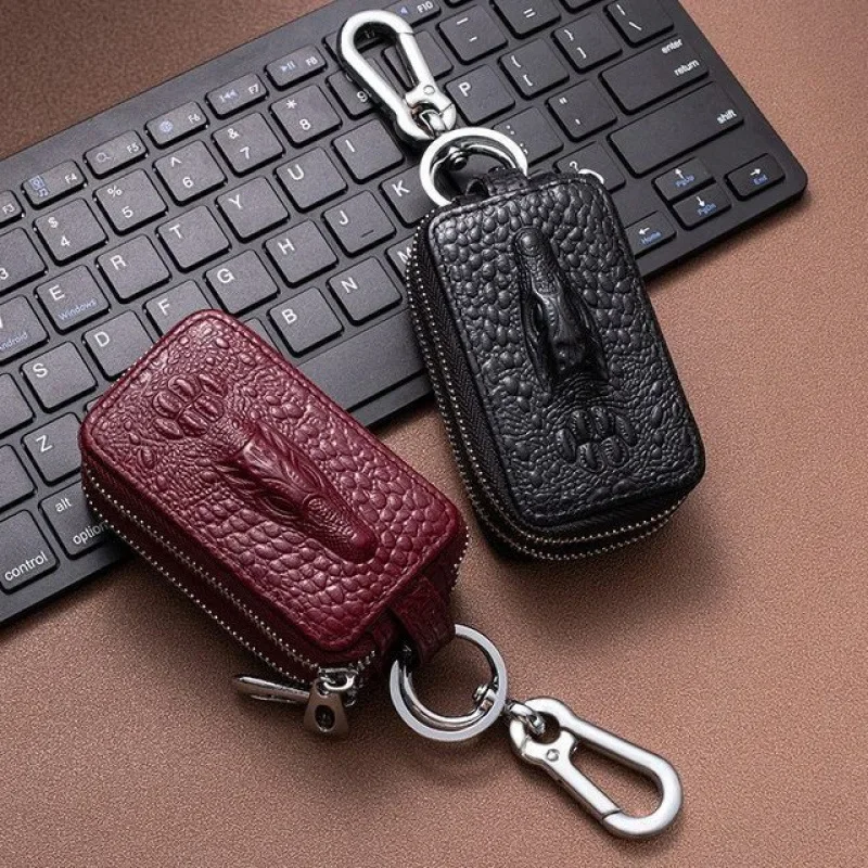 Luxury Leather Key Holder Organizer with Zipper Case