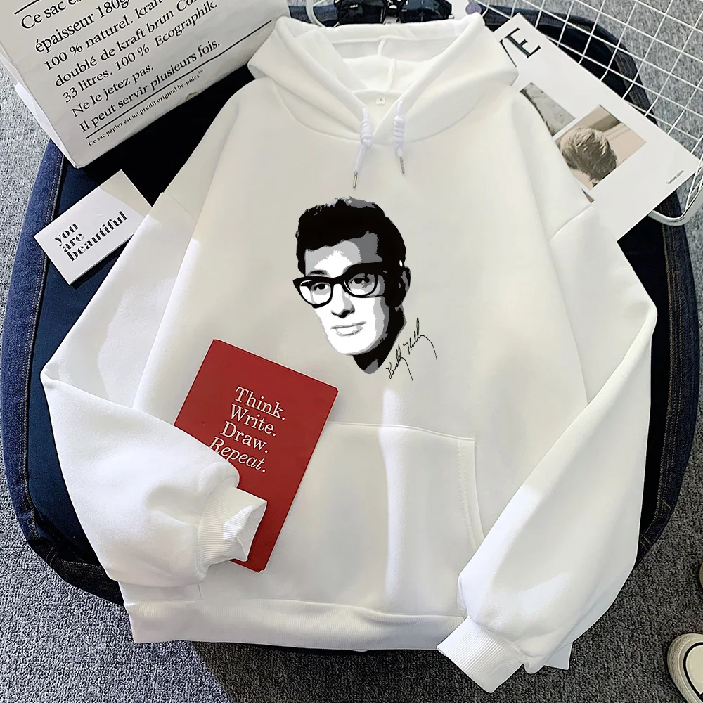 

Buddy Holly Hoodie Grunge Casual Fleece Long Sleeve Moletom Men/women Fashion Hooded for Autumn/Winter with Pocket Sweatshirt