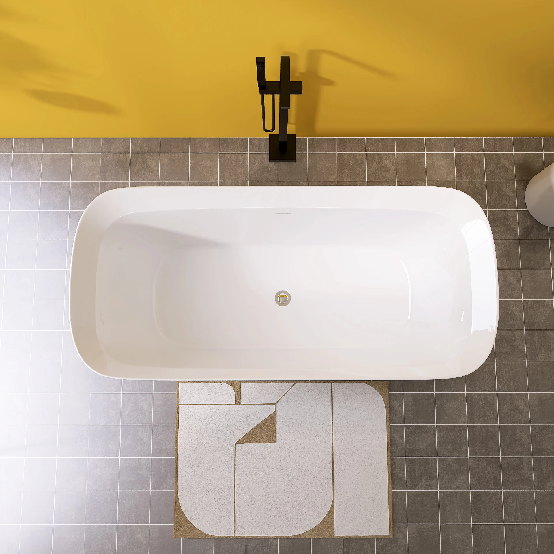67" Acrylic Free Standing Tub - Classic Oval Shape Soaking Tub, Adjustable Freestanding Bathtub with Integrated Slotted Overflow 4