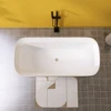 67" Acrylic Free Standing Tub - Classic Oval Shape Soaking Tub, Adjustable Freestanding Bathtub with Integrated Slotted Overflow 4