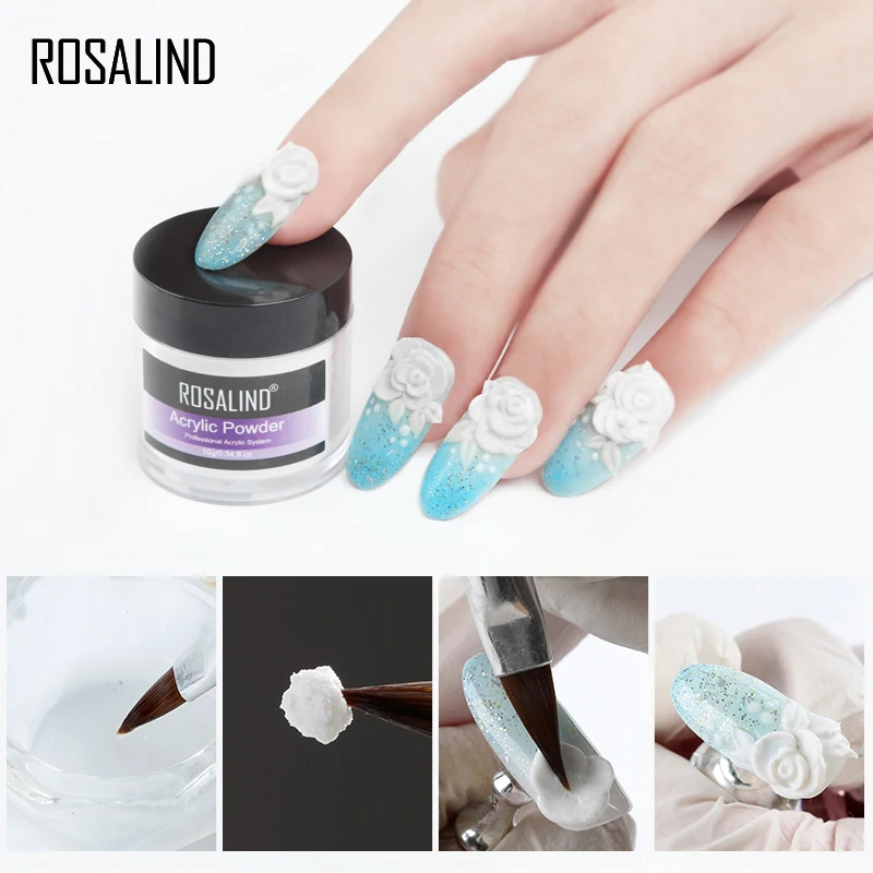 ROSALIND Acrylic Powder Liquid Set Nail Art Design Crystal Carved Flower Manicure Professional Kit nail acrylic liquid nail powder acrylic nail powder nail kit manicure tools nail tools