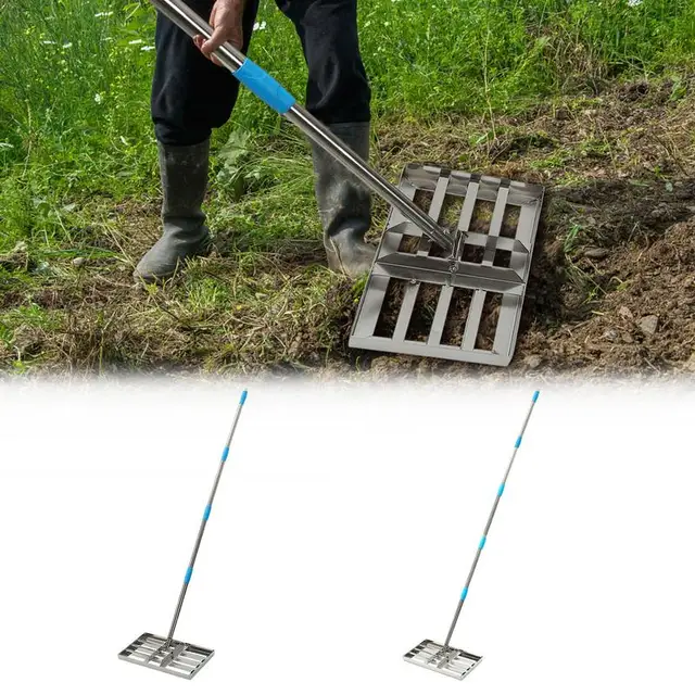Gyep Kiegyenlítő Gereblye Rozsdamentes Acél Szintű Szerszám Hossza Állítható Homok Kavicsos Szintezője Az Udvar Golf-Nyelepének Kiegyenlítéséhez