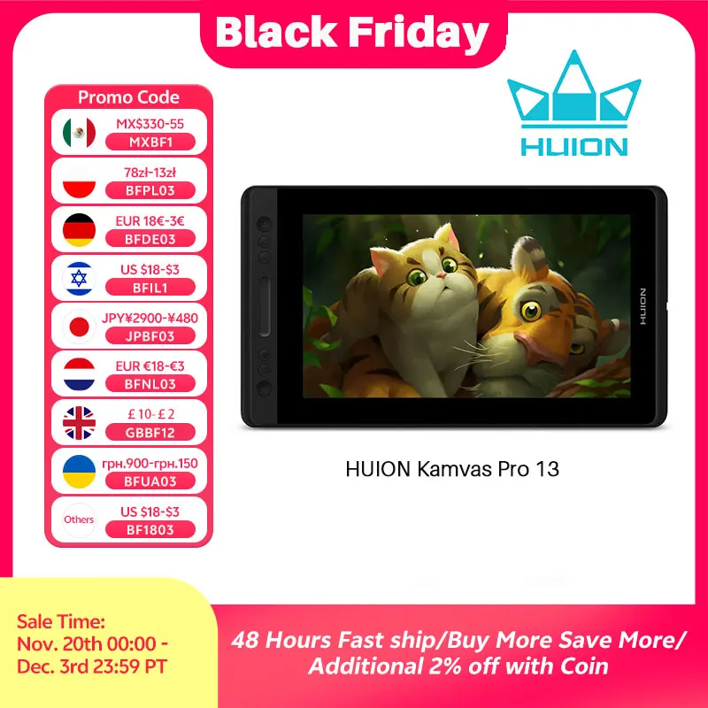 Huion-グラフィックタブレットKamvaspro,GT-133の圧力レベルと描画用の