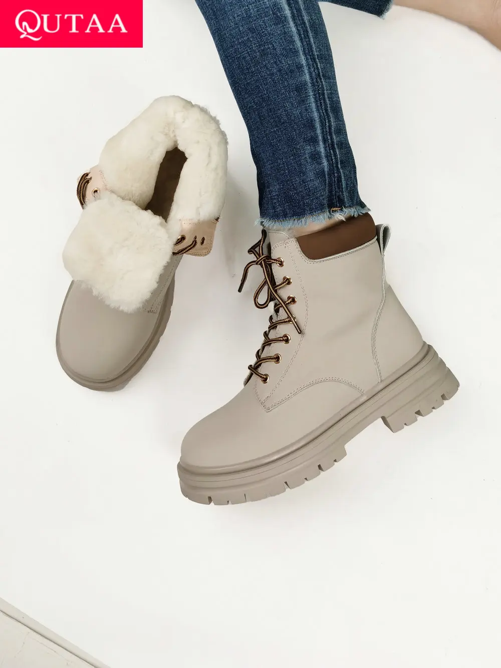 Ladies Ankle Boots Womens Fur Lined Winter Casual Buckle Lace Up Shoes Size