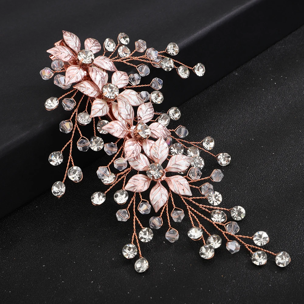 Silver Color Flower Bridal Hair Clips Handmade Party Wedding Head Jewelry Accessories Trendy Bride Headpiece for Women Tiaras