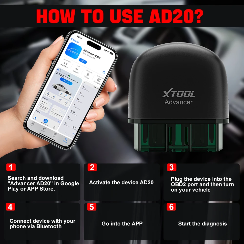 XTOOL Advancer AD20 Car OBD2 Scanner Code Reader Diagnostic Tool for iPhone Android Check Engine Light Smog Check Full OBD2 Test images - 6