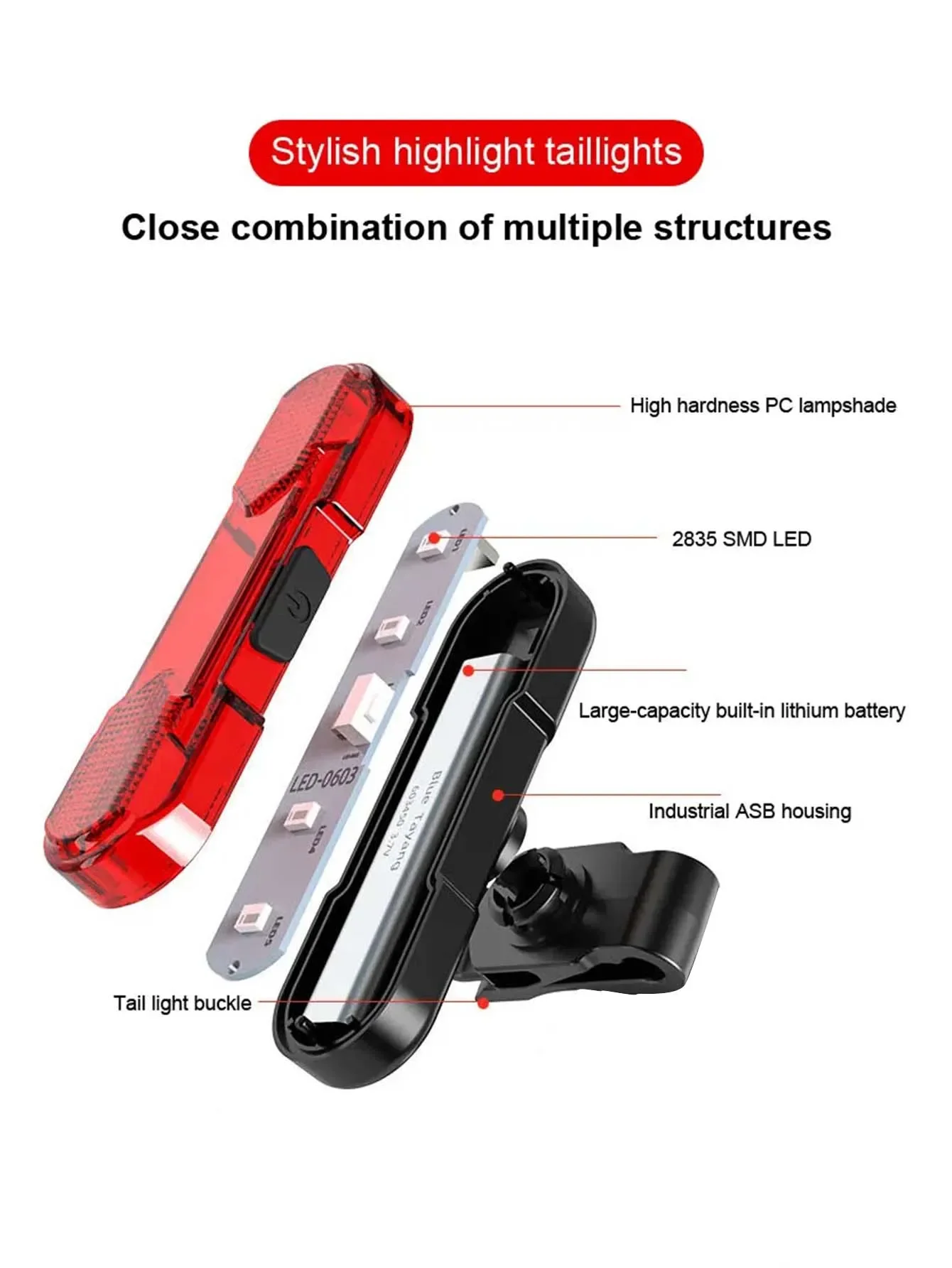 รูปสินค้า ไฟท้ายจักรยาน LED แบบ USB กันน้ำ ปลอดภัยทุกการเดินทาง