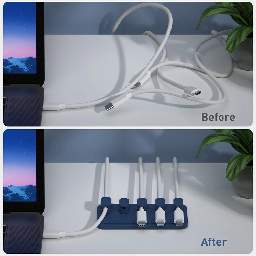 자가 접착 실리콘 마그네틱 케이블 정리대 USB 케이블 벽걸이형 데스크 훅 유연한 데스크탑 클립 마우스 와이어 정리용