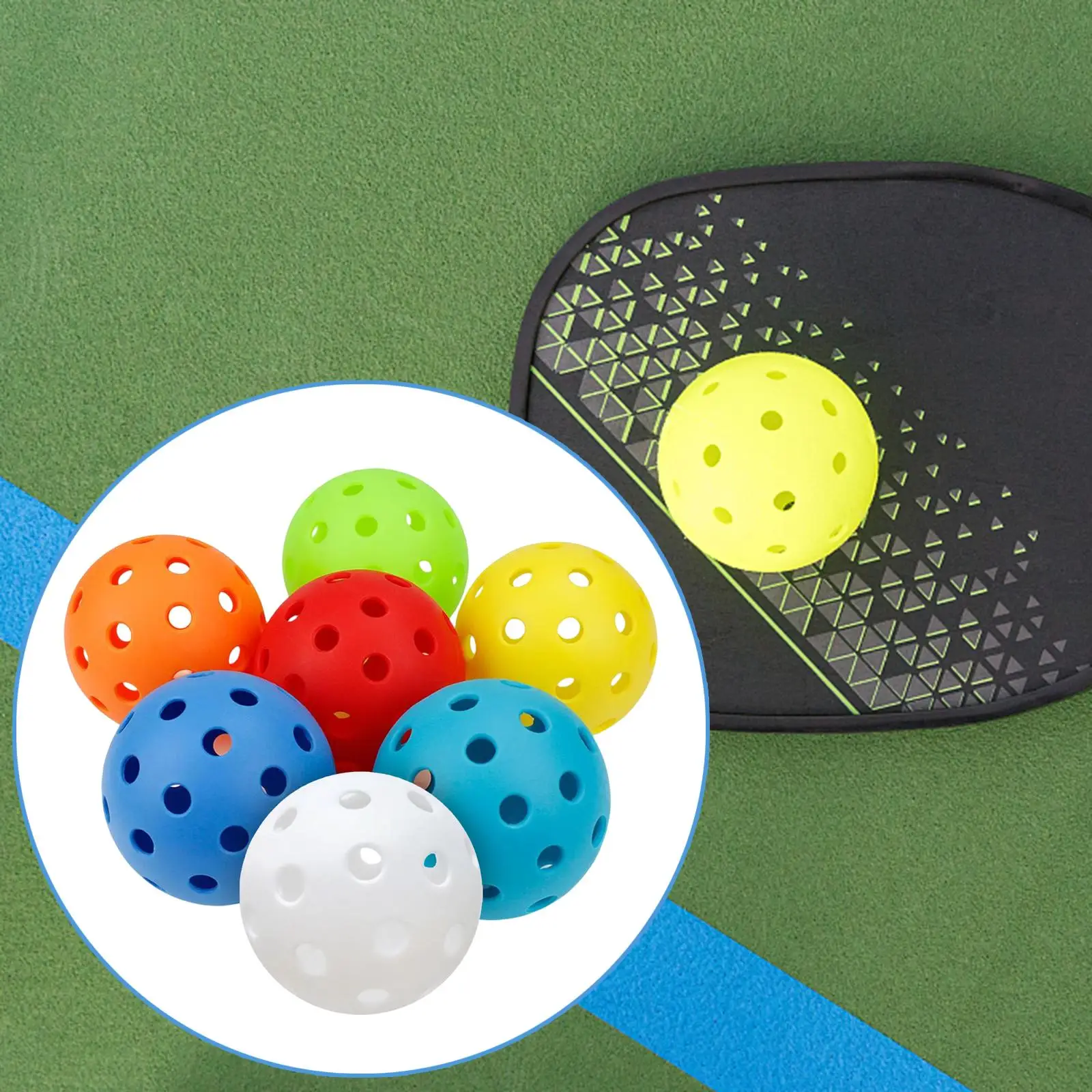 

7x Durable Pickleball Balls Competition Ball Adult 74mm for Outdoor Courts