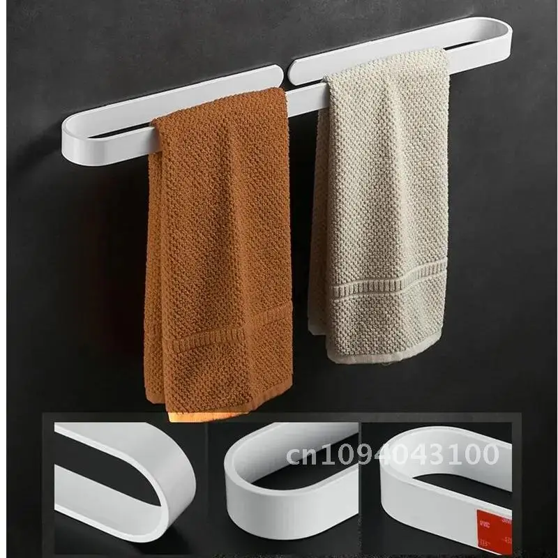 Nail free Solid Towel white Towel Bar Single Bathroom white cm 30/40/50/60 Rack Matte Holder Aluminum