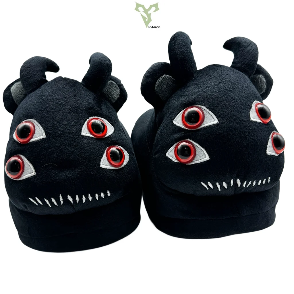 Diablo Series Rabbit Four Eyed Doll Plush Slippers Creative Rabbit Warm Slipper Winter Soft Indoor Shoes for Men Women Gifts 5