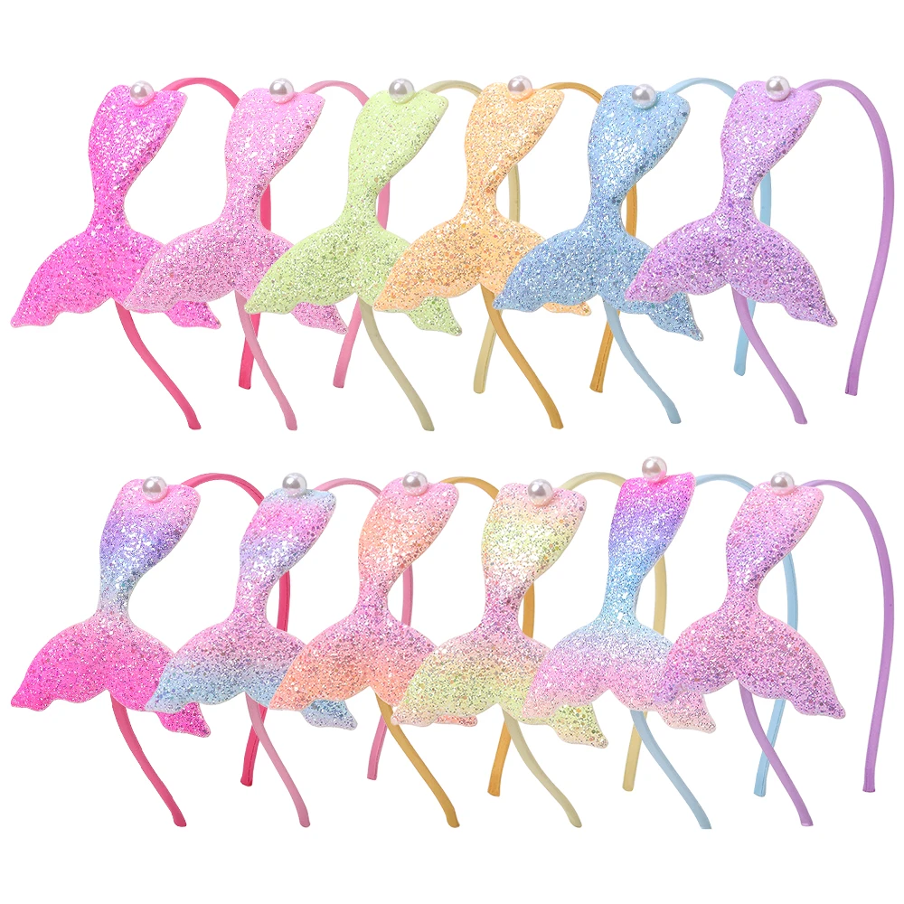 

2PC New Children's Princess Headband Leather fishtail with 10mm Pearl Headwear Tiara for Kids Children Party Hair Accessories
