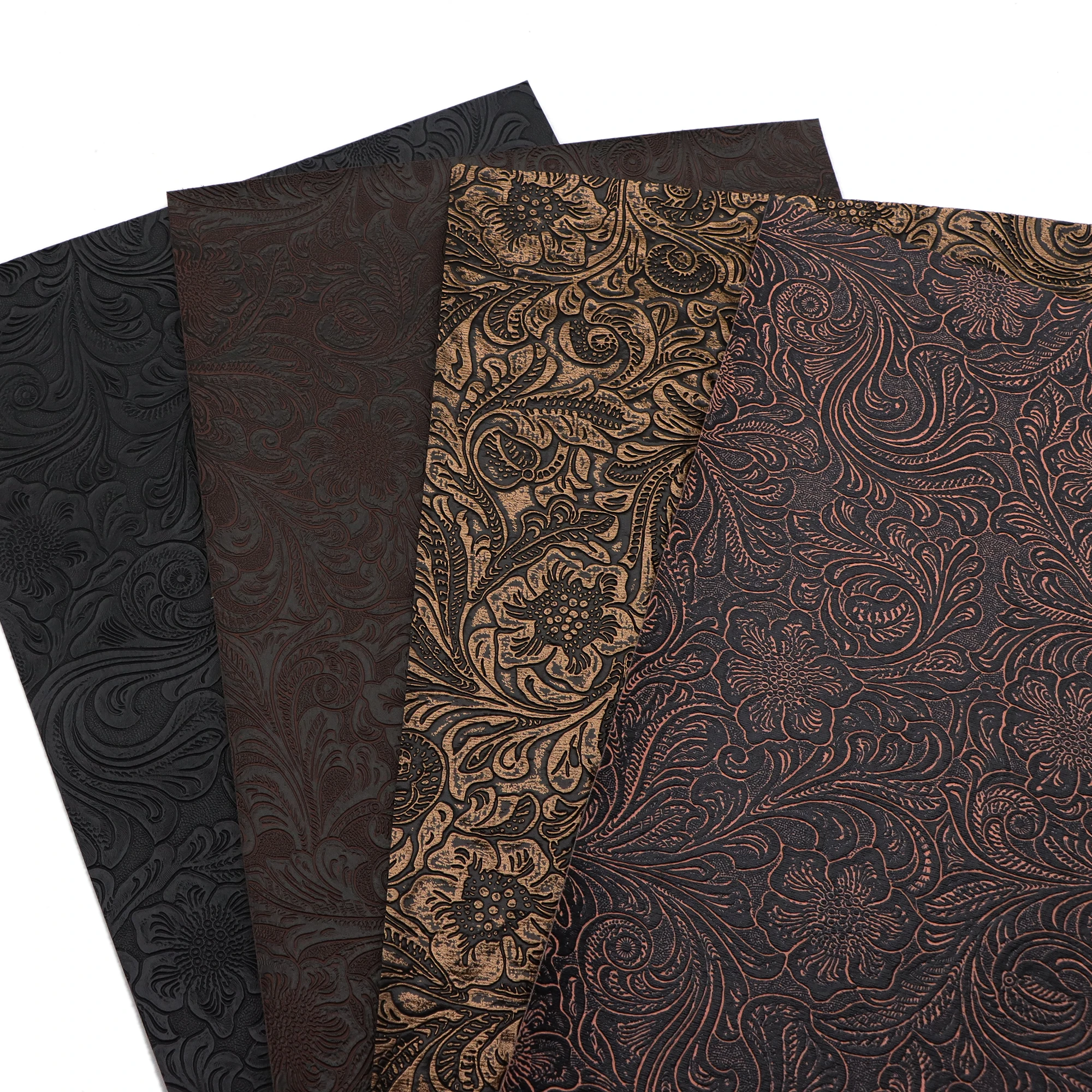 Retro Bump Textured Faux Leather Sheets Swirls Synthetic Leather Set 4pcs/set 20x33cm for DIY Earrings Hair Bows Handbags Crafts