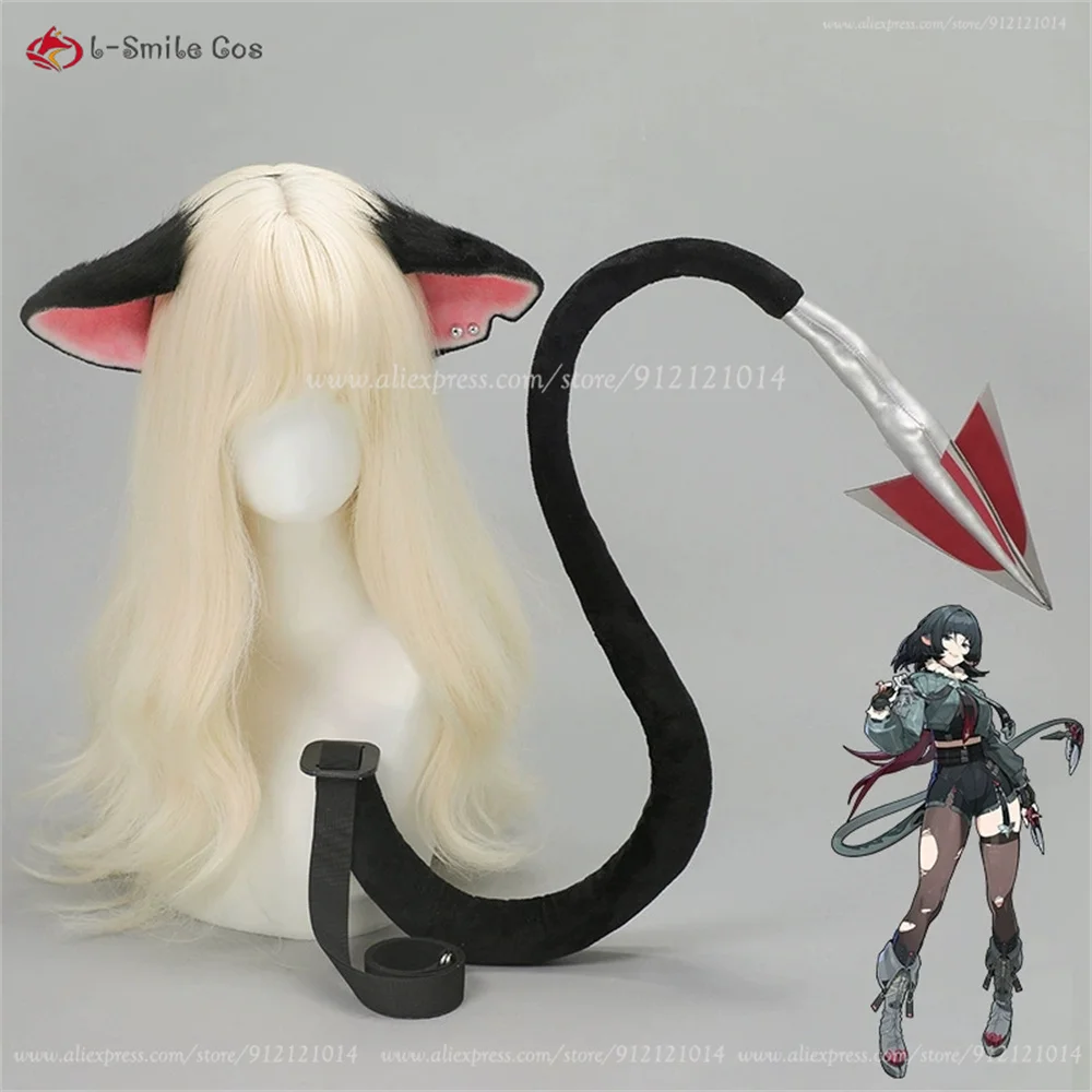 Jane Doe Cosplay Perücke 70cm Schwarz Rot Synthetik Hitzebeständig Anime Halloween + Perückenkappe 14