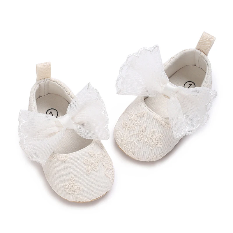 Baby Girl Princess Shoes Toddler Non-slip Flat Soft-sole Cotton Rubber Crib Lovely Butterfly-knot Infant First Walkers