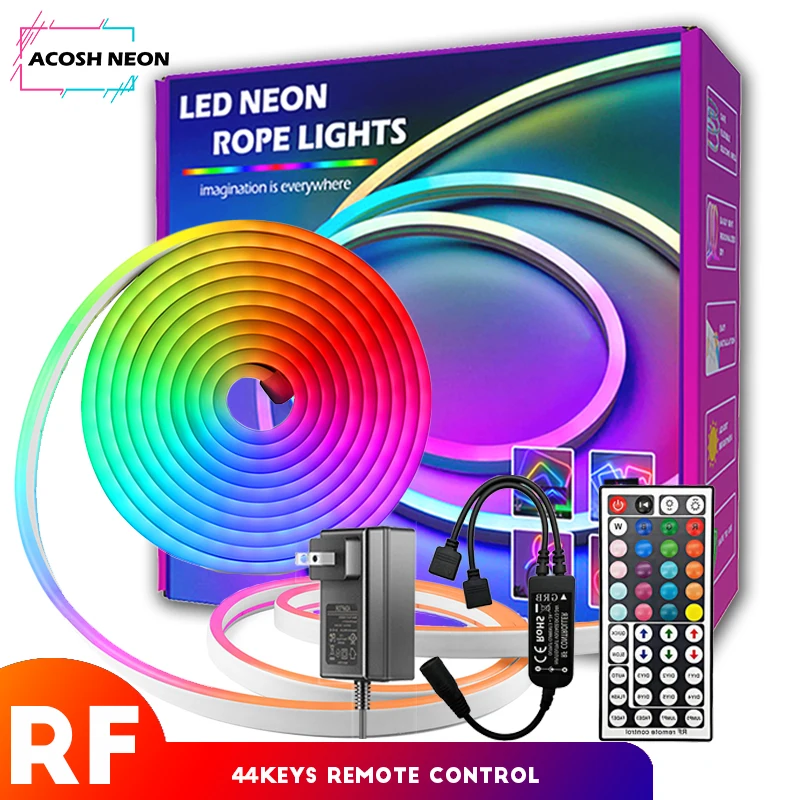 LED Neon Rope Lights with RF Remote Cuttable Bendable Waterproof